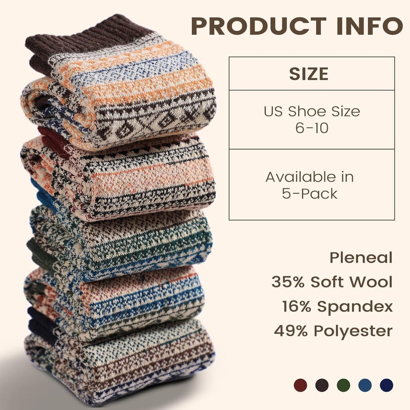 Pleneal Wool Socks for Women - Womens Winter Warm Wool Sock Men Cozy Knit Boots Socks for Women - Image 3